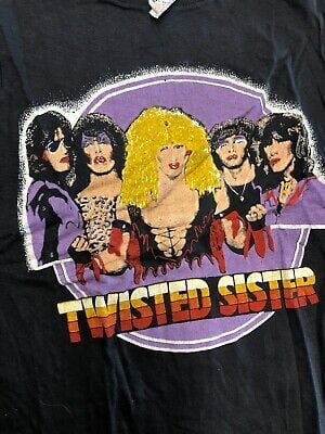 Vintage Rock T Shirt – Twister Sister Band Cover Faces Tour Nos  M Black 5296