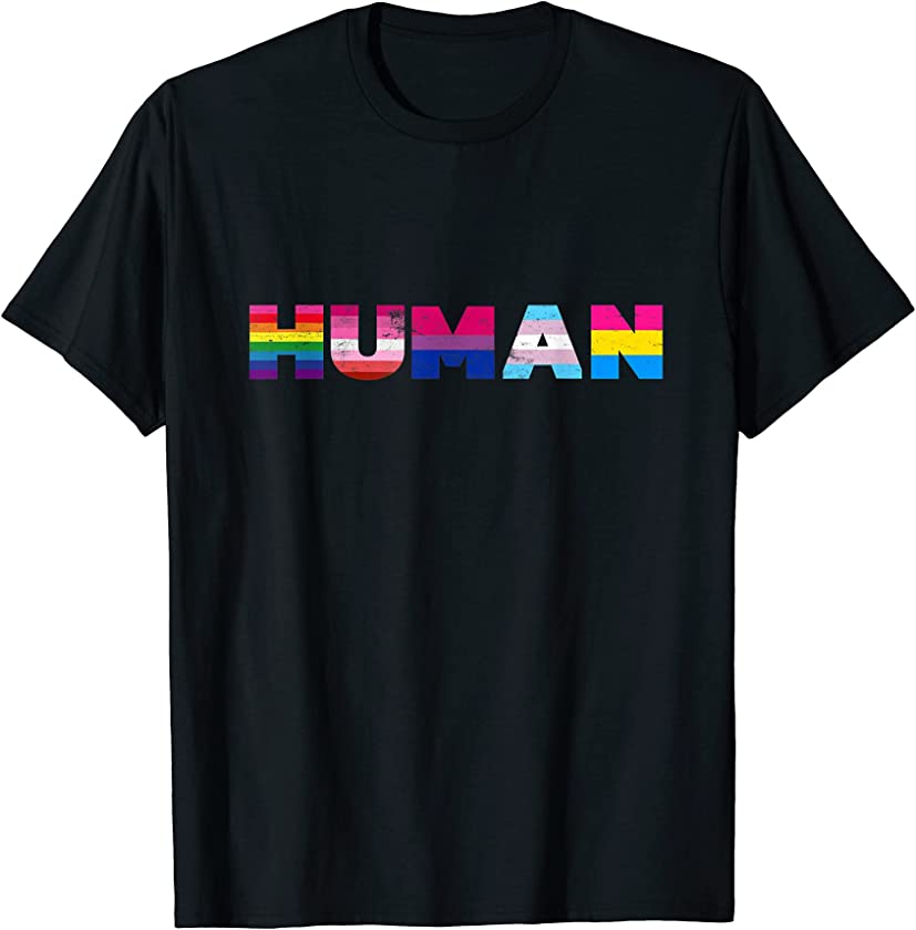 Vintage HUMAN Flag LGBT Gay Pride Month Transgender design T-Shirt