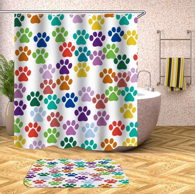 The Dog Footprint Pattern 3D Printed Shower Curtain Gift Home Decoration