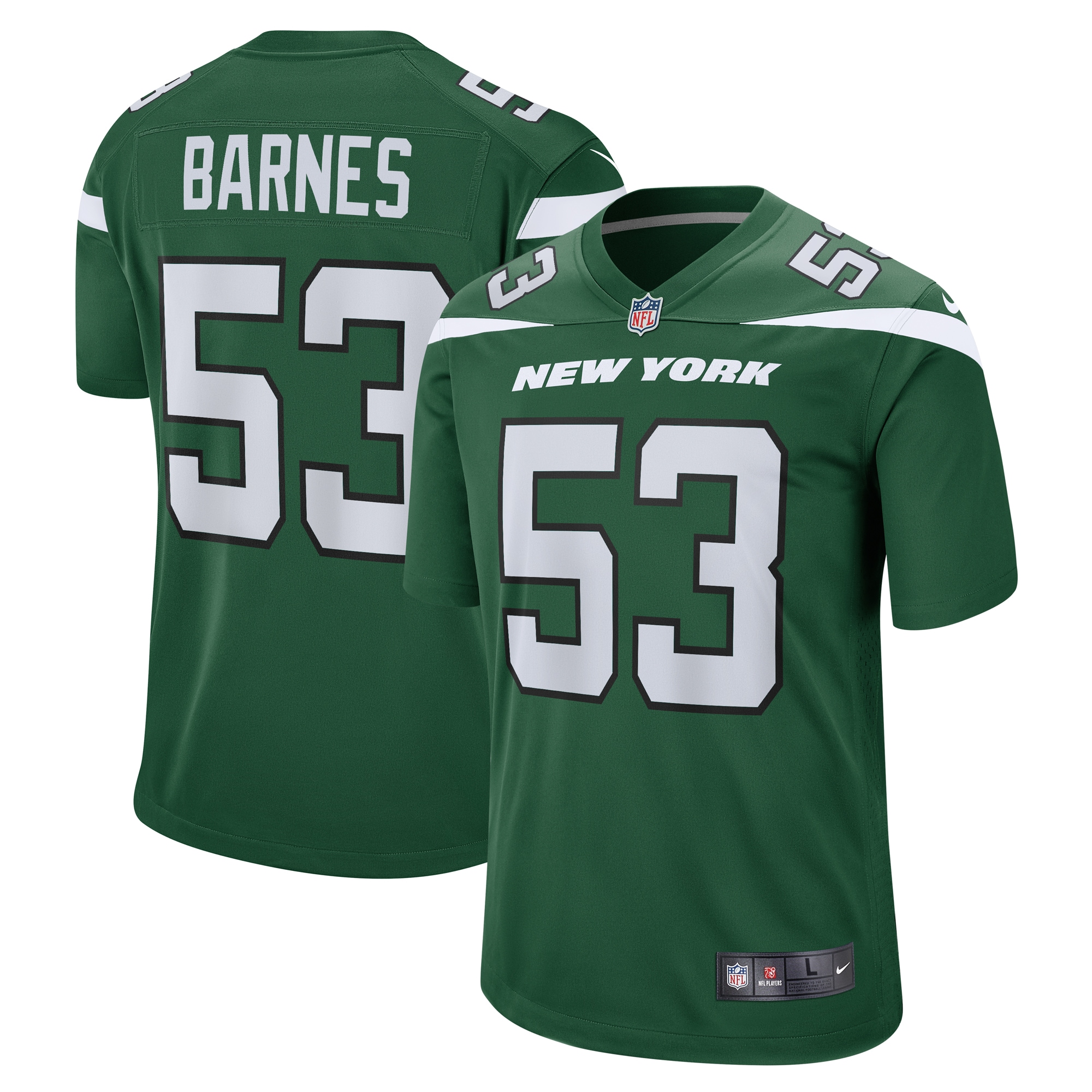 Zaire Barnes New York Jets Game Jersey – Gotham Green