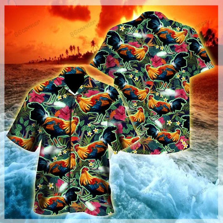 Chicken Hawaii Shirt, Summer Aloha Shirt, Gift For Summer