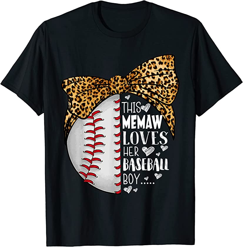 This Memaw Loves Her Baseball Boy Mother’s Day Leopard T-Shirt