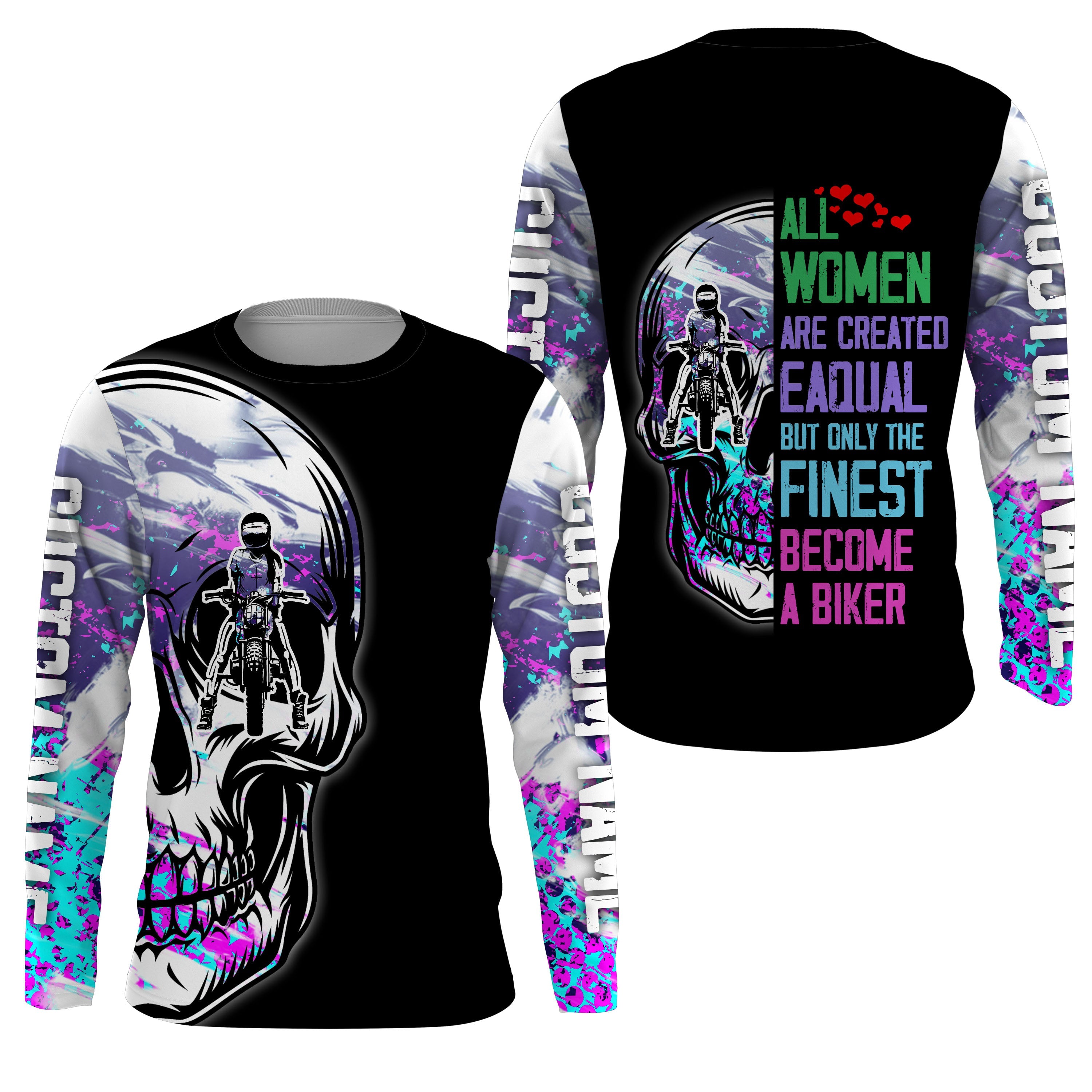 Women Biker Personalized Riding Jersey Upf30+ Skull Moto Girl Female Riders Motorcycle Race Shirt| Nms658