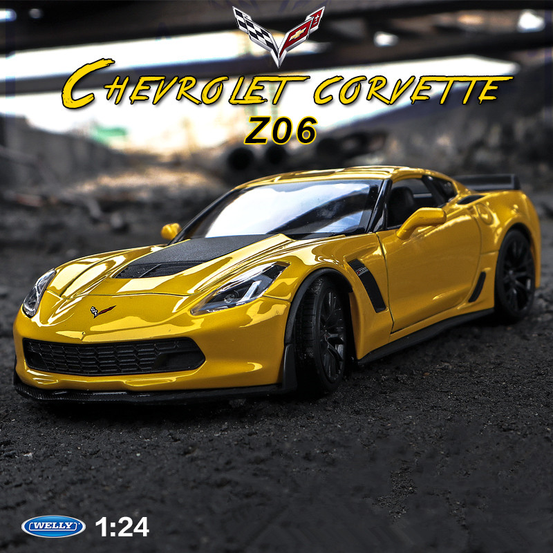 welly 1:24 Chevrolet Corvette Z06 car alloy car model simulation car decoration collection gift toy Die casting model boy toy alx