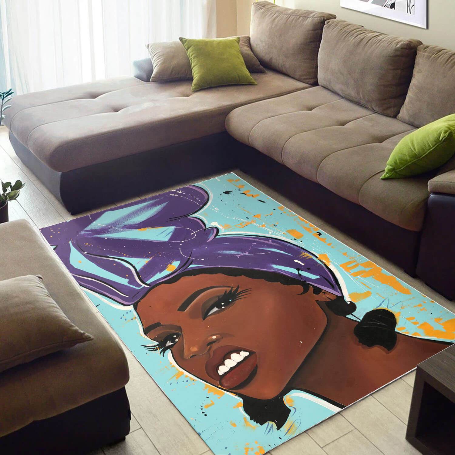 African American Rugs Pretty Black Woman African Style Rug Afrocentric Themed Decor WBG34584