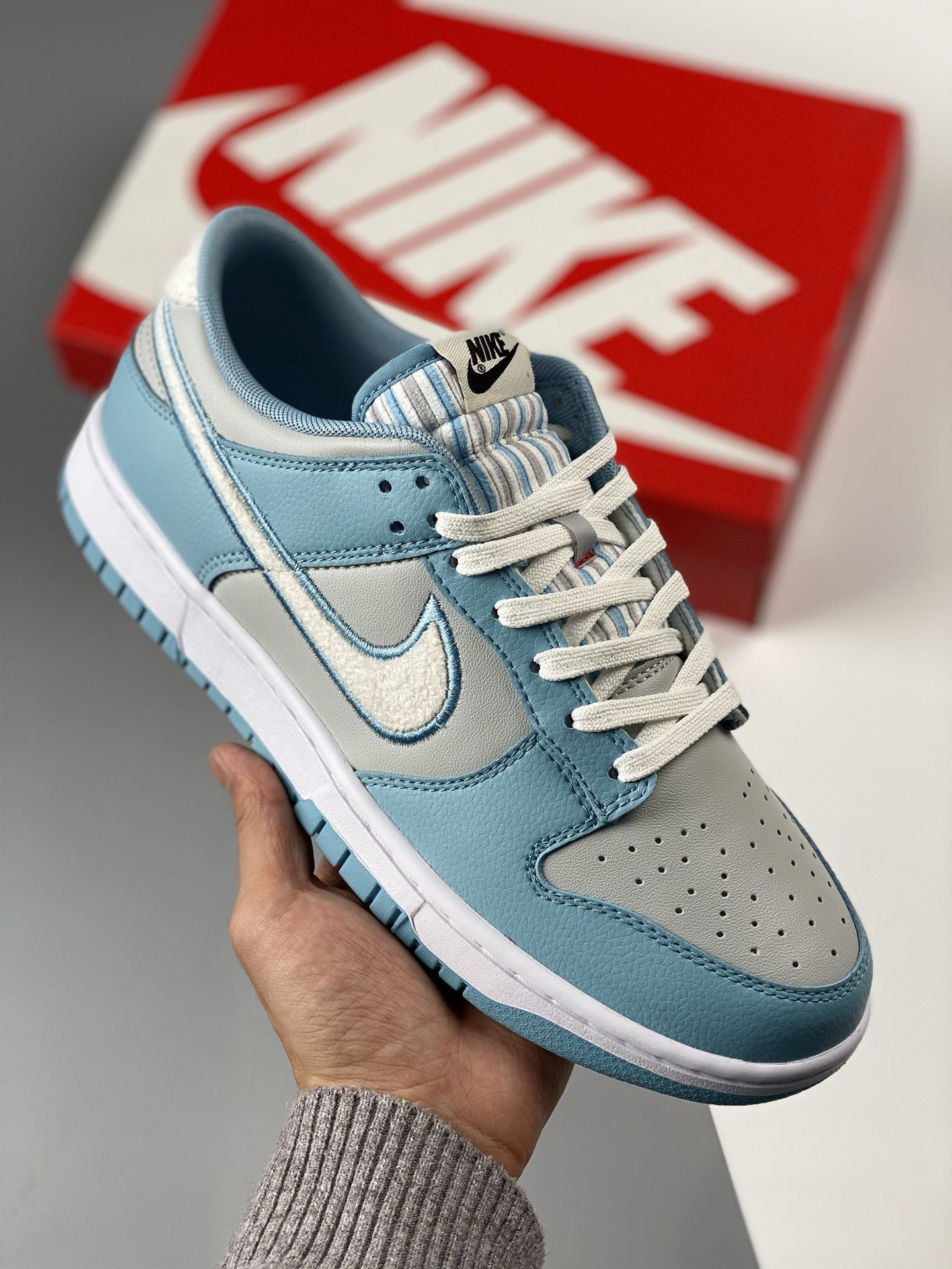 Nike Dunk Low Retro Fleece Swoosh Worn Blue FB1871-011 5339262