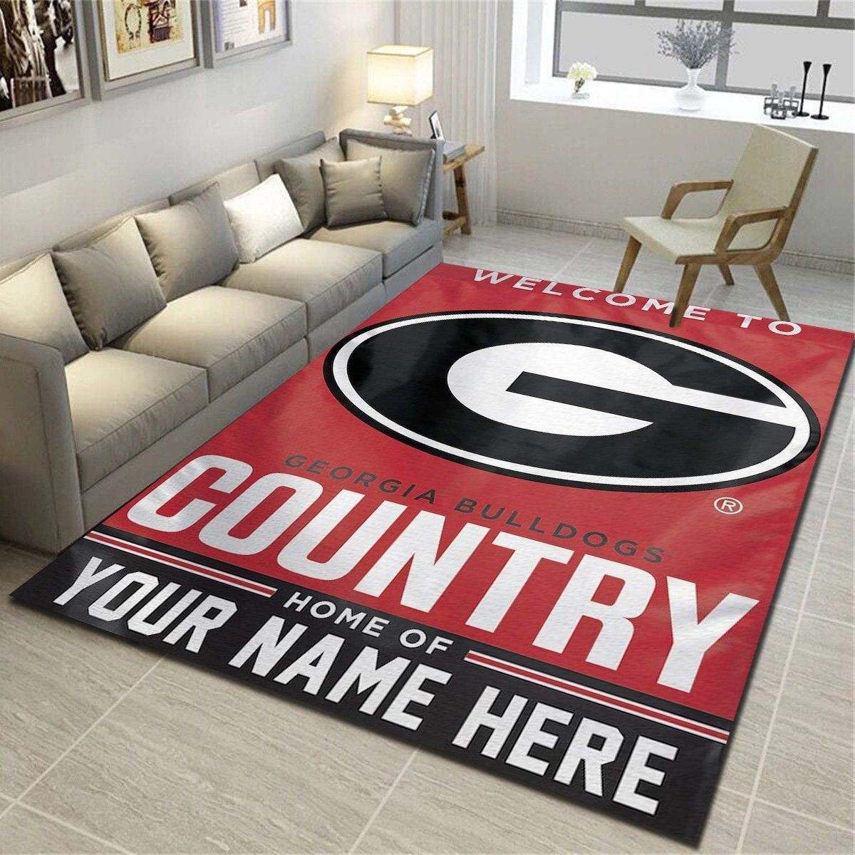 Georgia Bulldogs Personalized Area Rugs, Living Room Bedroom Carpet, Customized Floor Mat