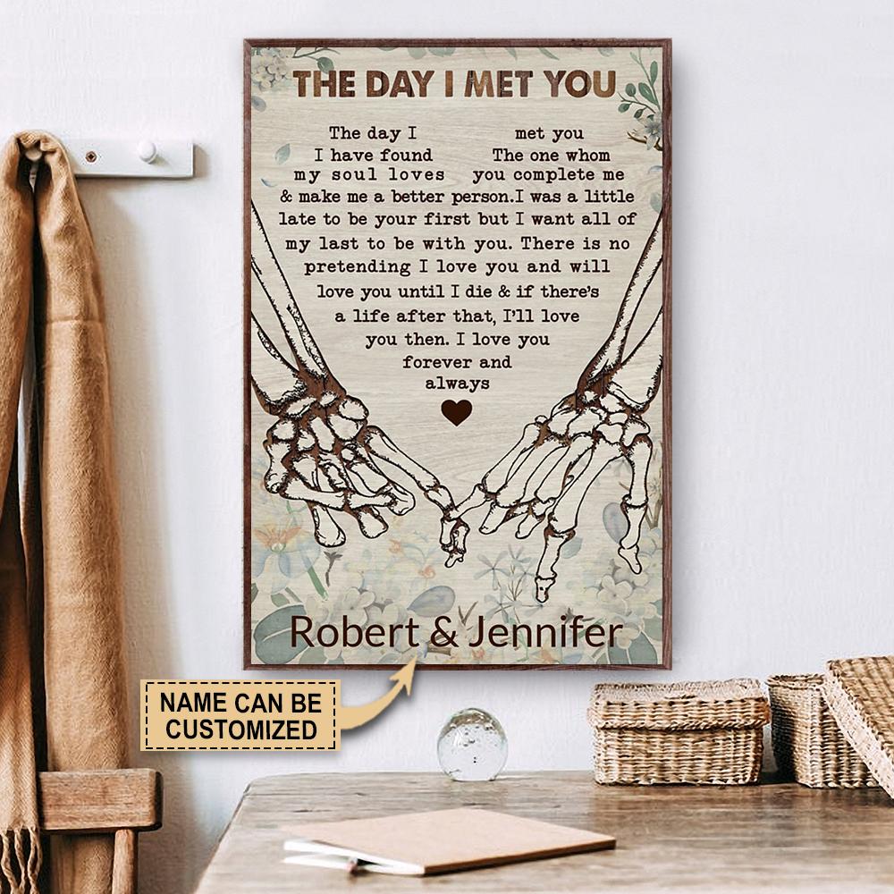 Personalized Skeleton Couple I Met You I Found My Soul Poster