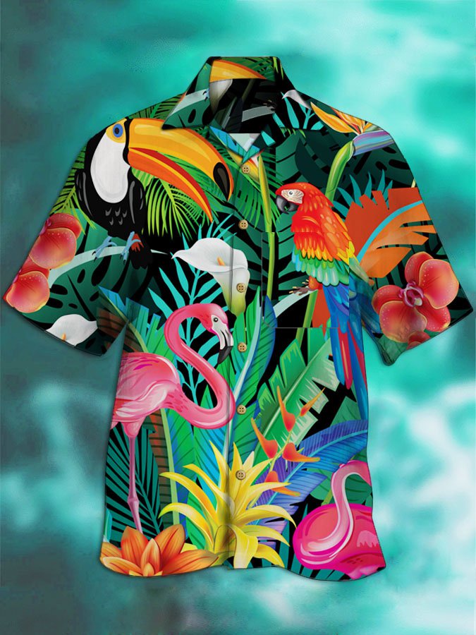 Mens Green Casual Enthusiastic Printed Hawaiian Shirts Ha62576