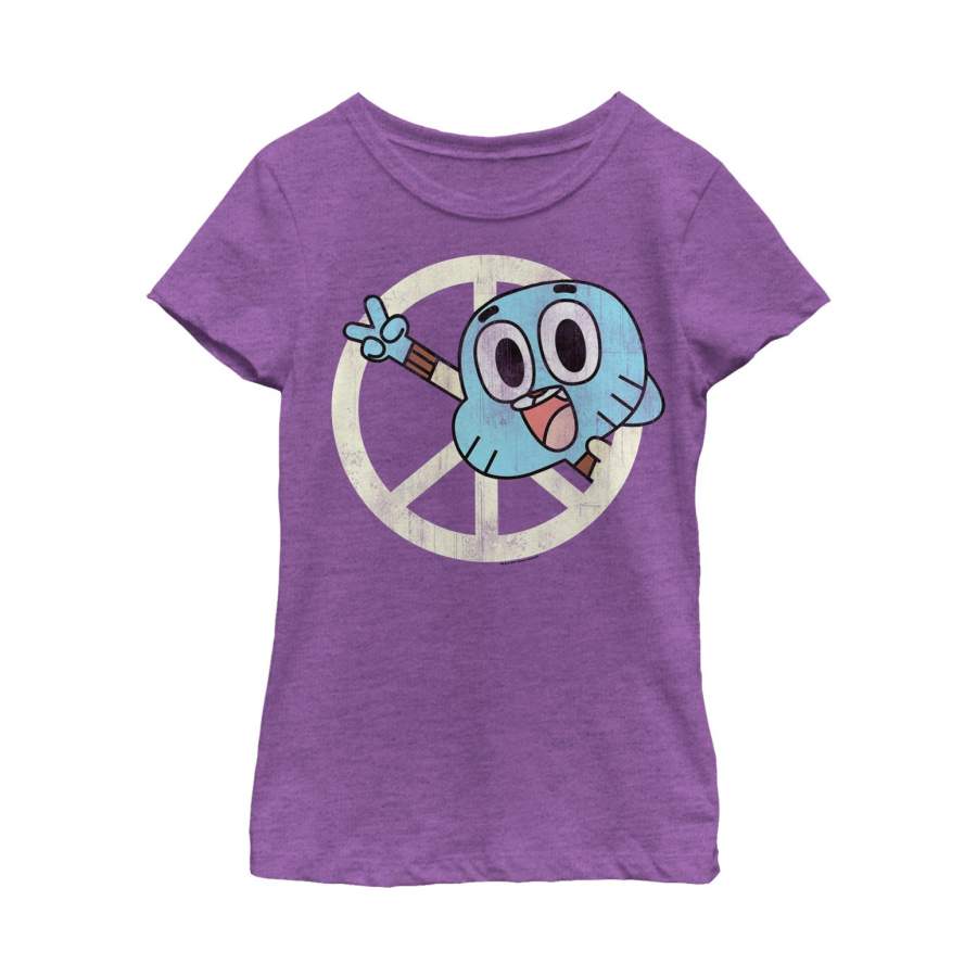 The Amazing World of Gumball Girl’s Peace Sign Gumball  T Shirt