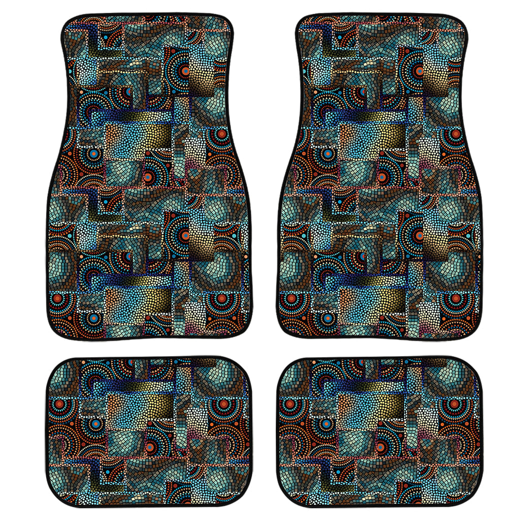 Mosaic Patchwork Pattern Print Front And Back Car Floor Mats, Front Car Mat