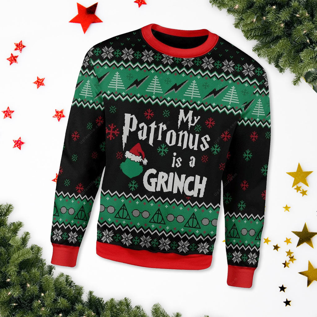 Grinch Christmas Sweater, My Patronus Is A Grinch Ugly Xmas Sweater 3D, Presents For Christmas