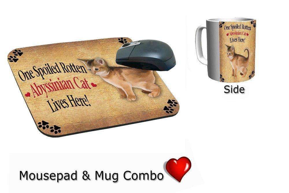 Abyssinian Kitten Spoiled Rotten Cat Mug & Mousepad Combo Gift Set