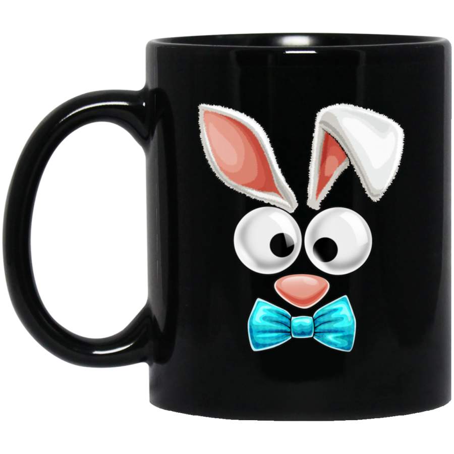 Easter Bunny Costume Face Easter Day Rabbit Ear Gift Boys 11oz 15oz Black Mug Happy Easter Day Funny Colors Eggs Bunny Ears Peeps Cute