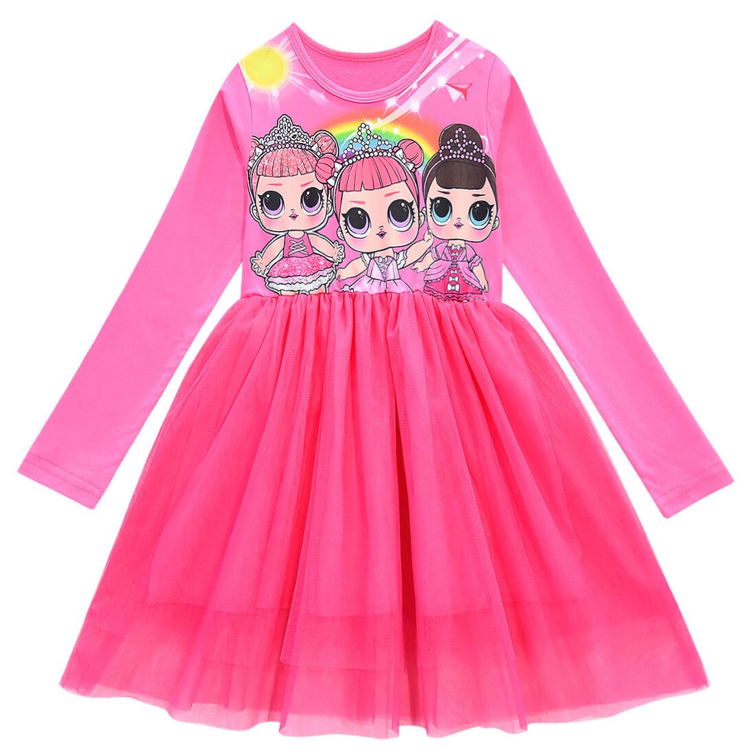 Baby Girls LOL Doll Spring Autumn Long Sleeve Dresses Princess Party Lace Dress For Kids Children Vestidoes Clothes alx