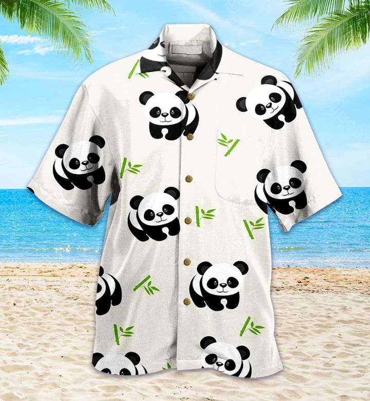 Panda Pattern White 3D Hawaiian Shirt