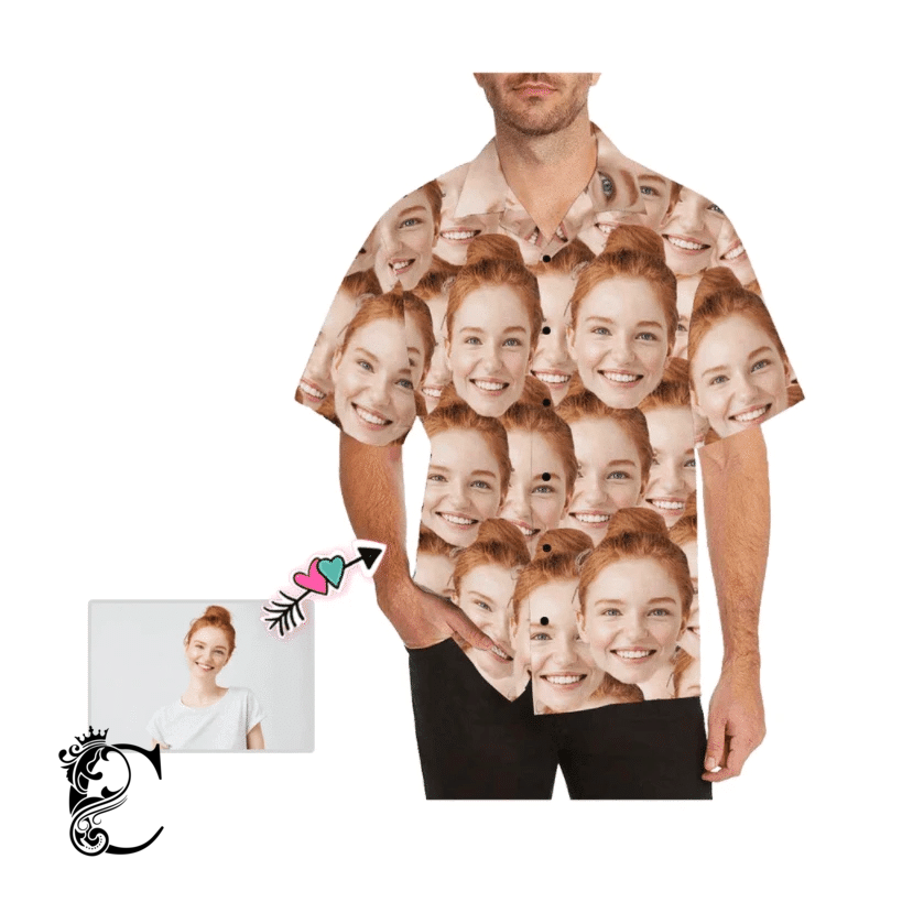 Beach Shirt Funny Custom Face Unisex Hawaiian Shirts- Chillicothemall