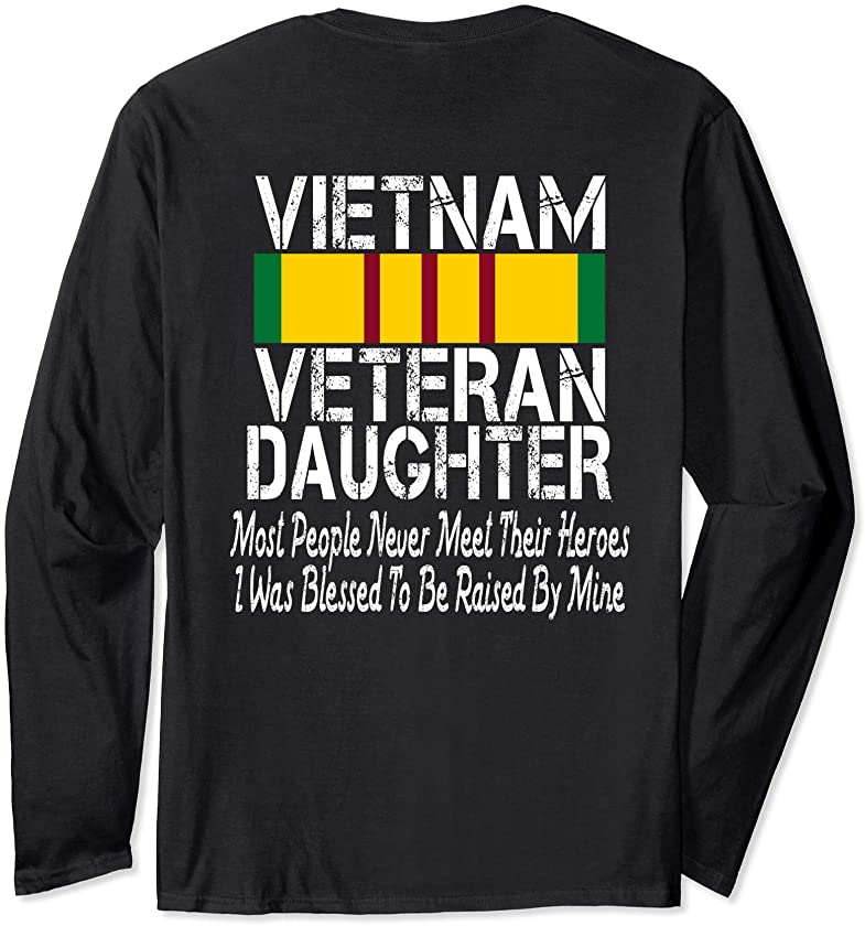 (Print on Back) Vintage Proud Vietnam Veteran Daughter Long Sleeve T-Shirt