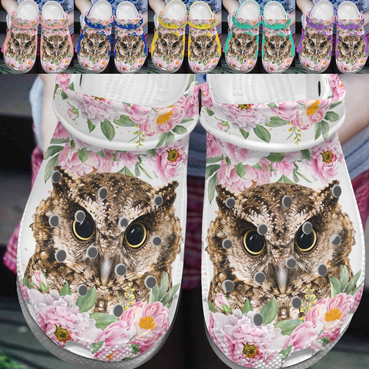 Owl Personalize Clog, Custom Name, Text, Fashion Style For Women, Men, Kid, Print 3D Whitesole Beautiful Owl