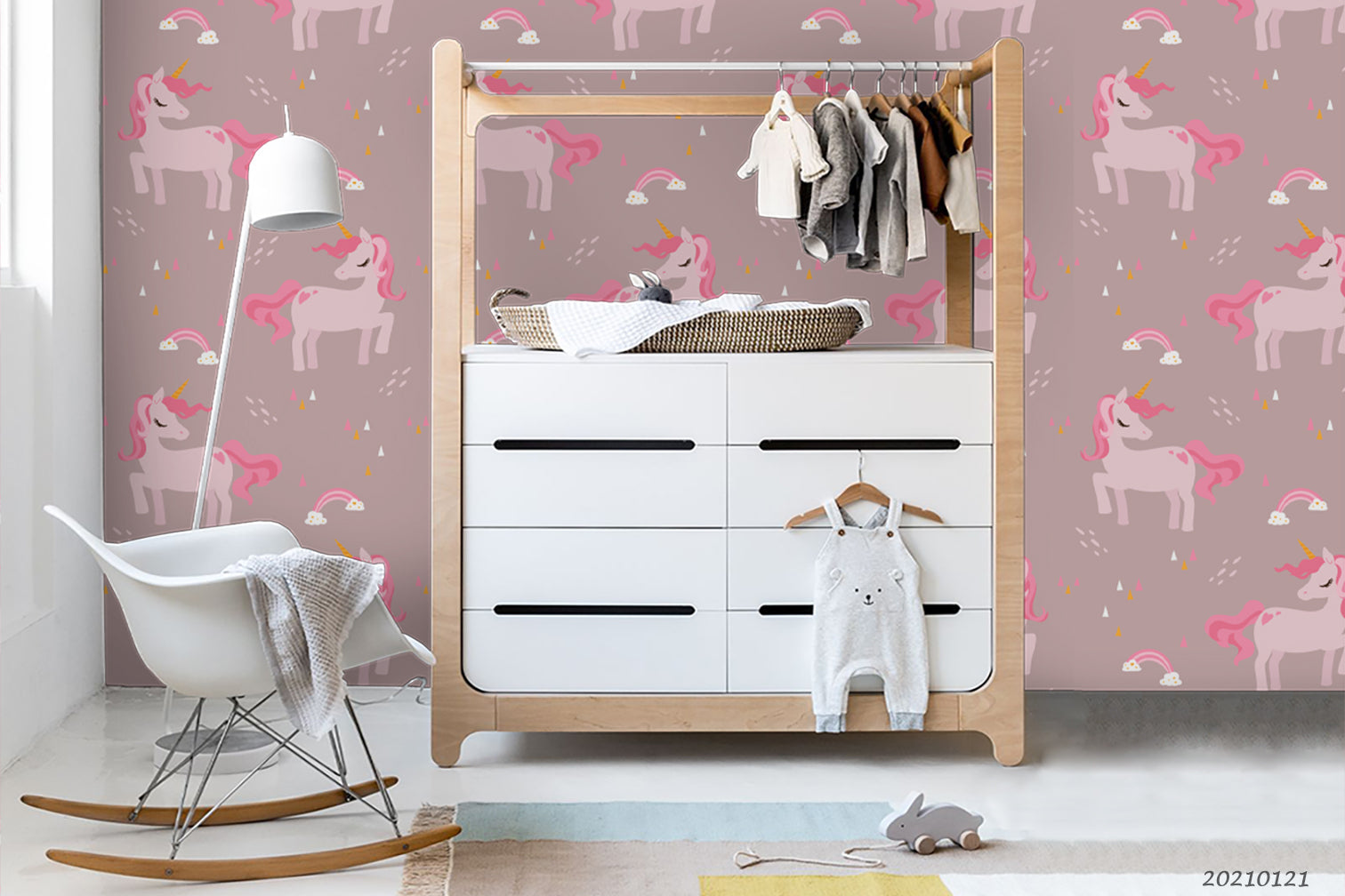 3D Hand Drawn Pink Animal Unicorn Wall Mural Wallpaper Lqh 76