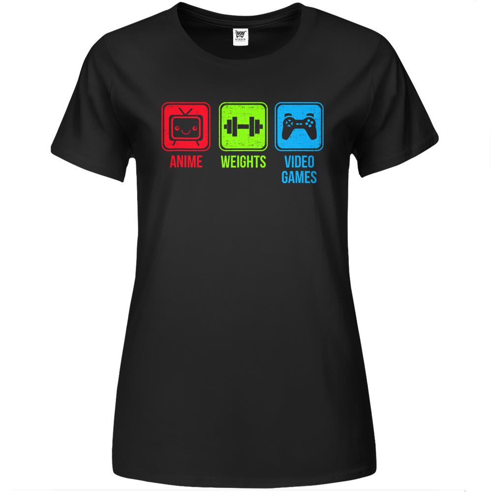 Anime, Weights, Video Games – Otaku Workout Premium Womens T Shirts