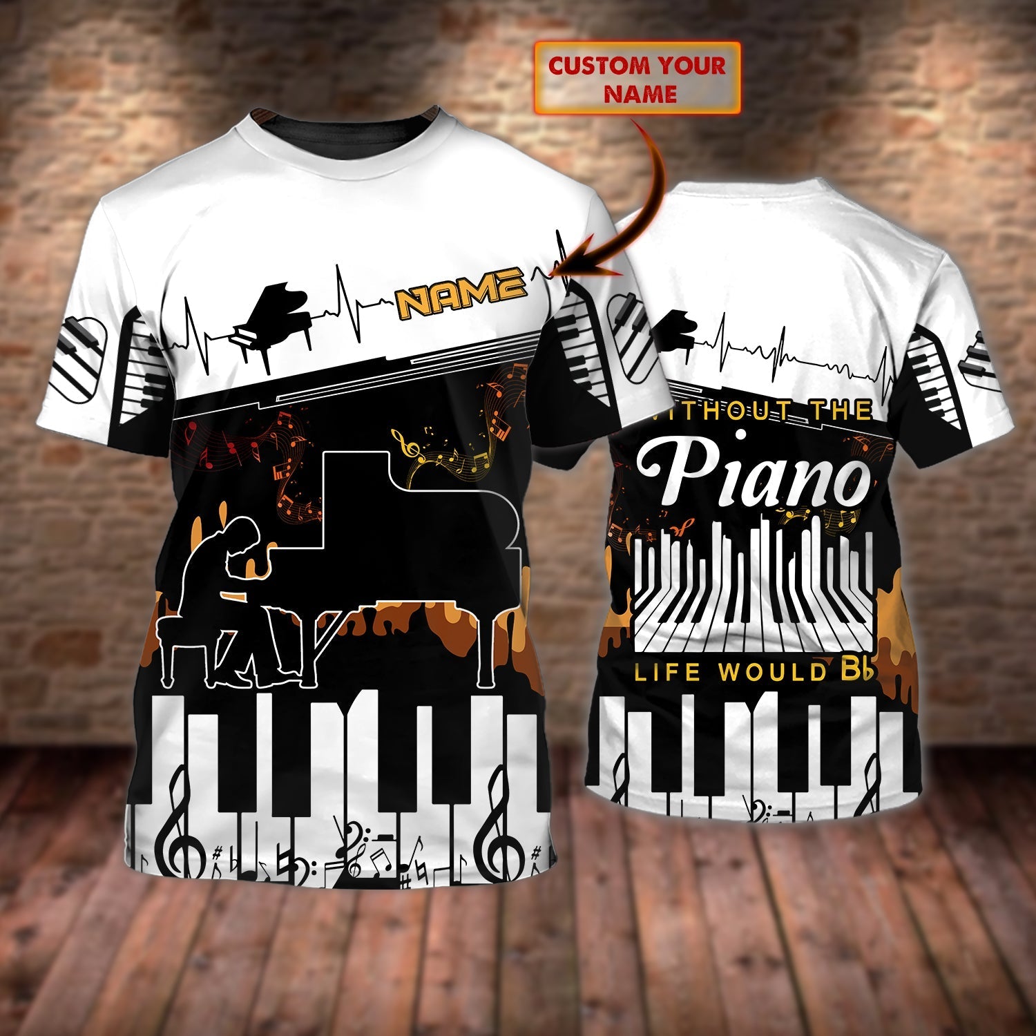 Personalized Piano Tshirt Full Print, Playing Piano Shirts, 3D Men’S Piano Tshirt, Pianist Shirts