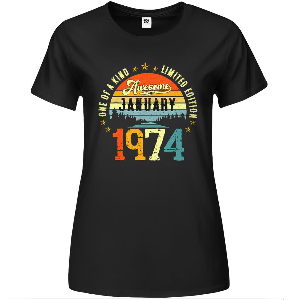 Awesome Since January 1974 Vintage 48Th Birthday Premium Womens T Shirts