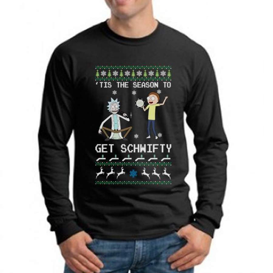 Tis The Season To Get Schwifty Rick And Morty Ugly Sweater Men Long Sleeve T-shirt Tee