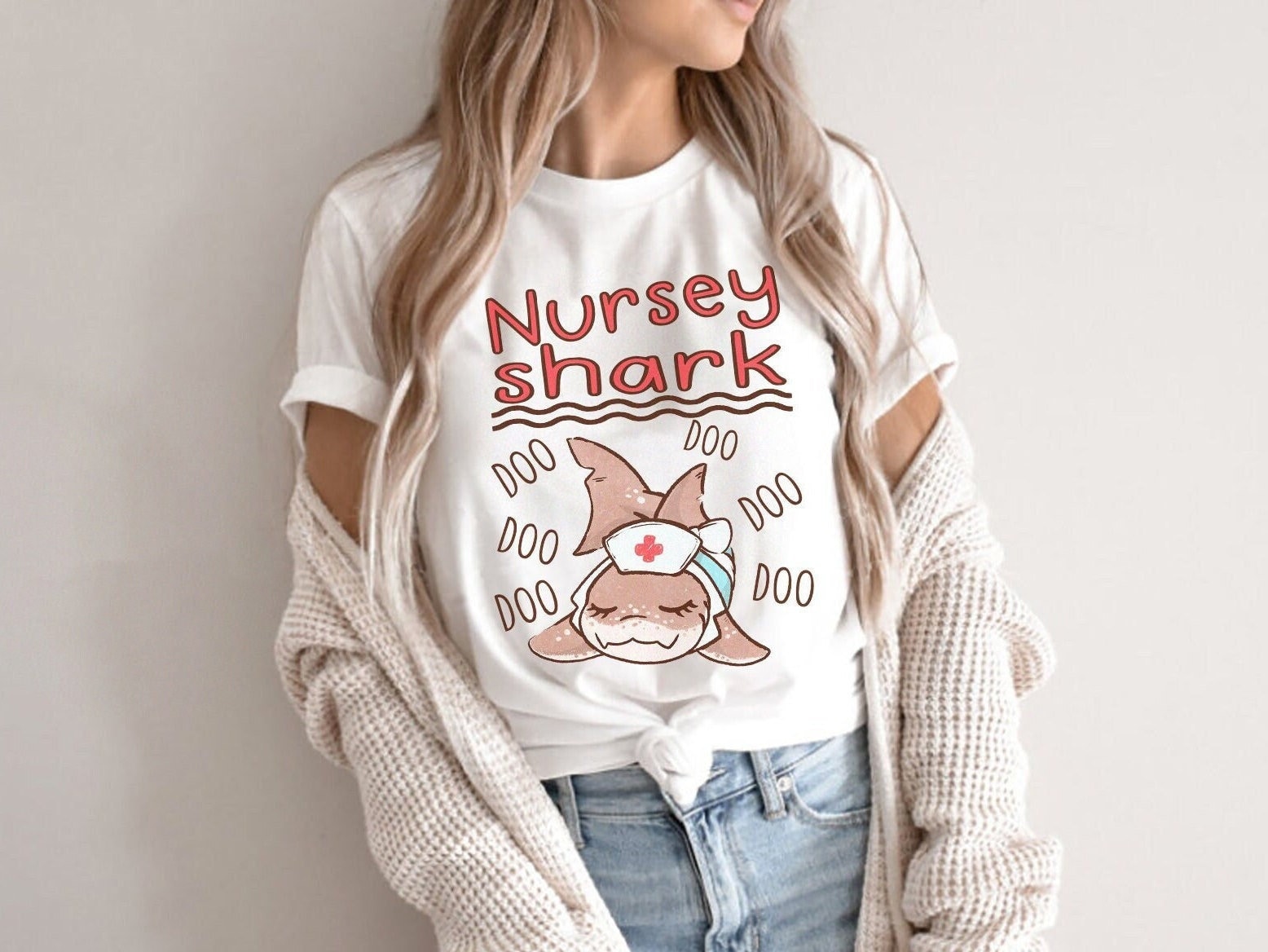 Nurse Shark Funny RN T-Shirt – Funny pediatric peds PICU Nicu Nurse Shirt Gift, Marine Biology Biologist Zoology Teacher Tshirt, Shark Lover