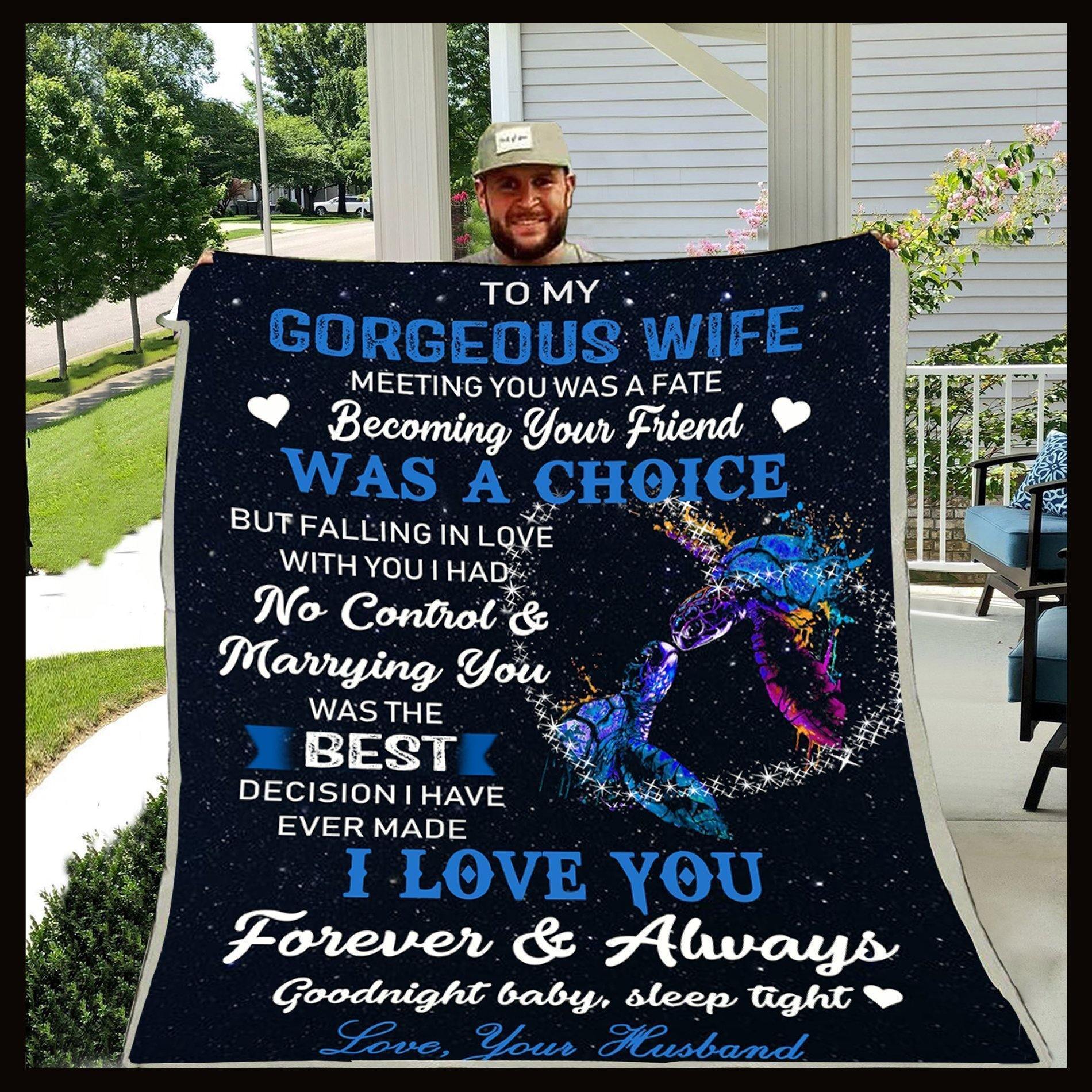 To My Wife – Meeting You – Gift For Wife Home Decor Gift For Family – Sherpa Blanket Fleece Blanket