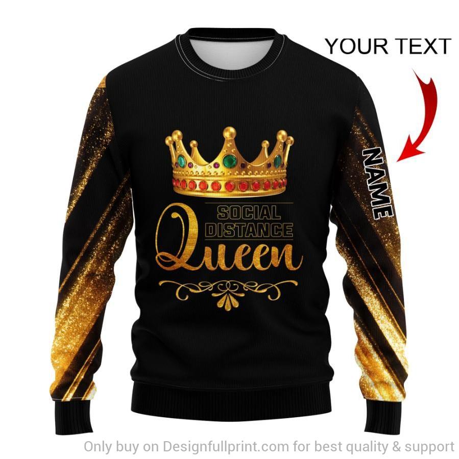 Black American Gift The Black Queen Social Distance Queen Personalized Sweater Unisex Us Size Hg Black And Proud 365