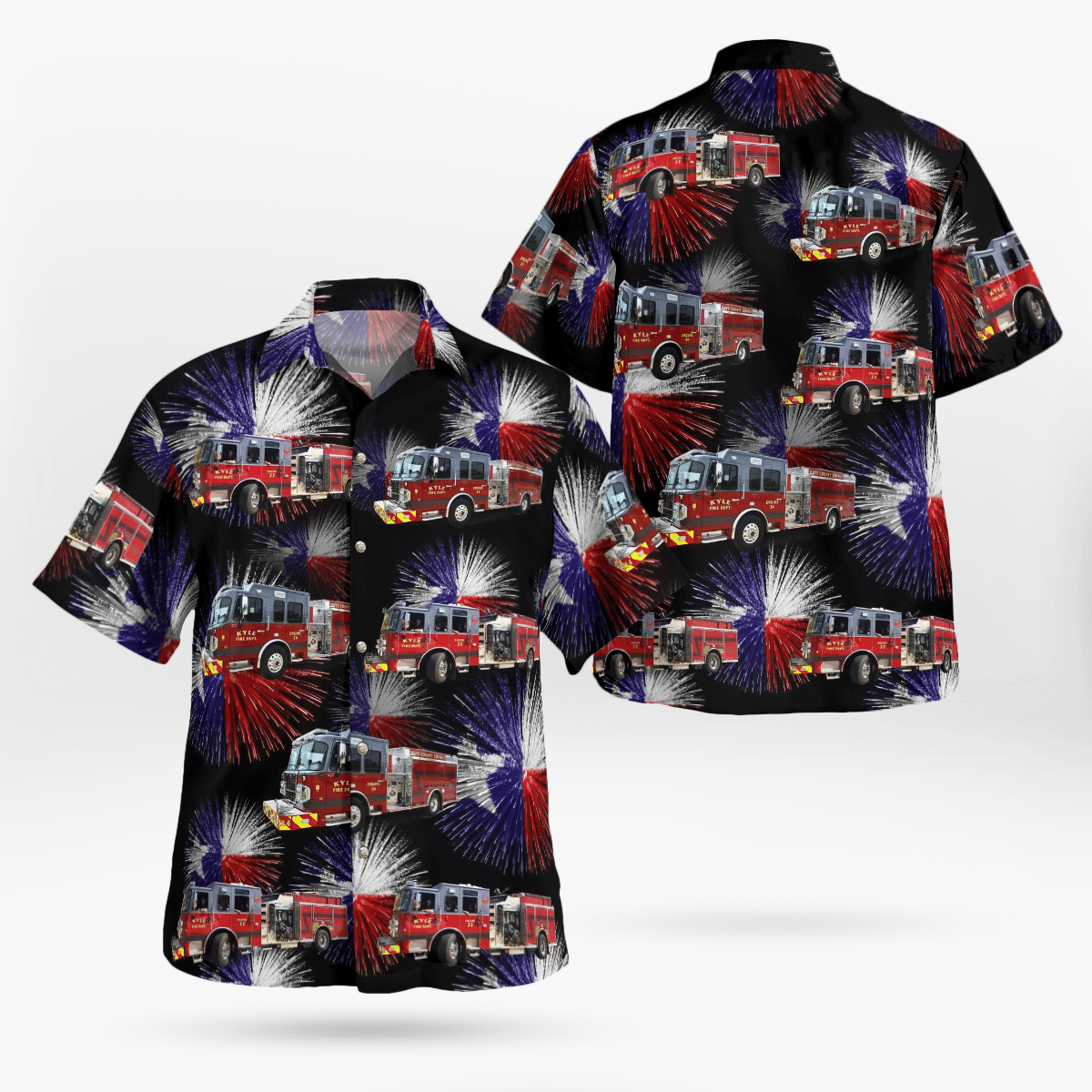 Nlsi1005Bg04 Kyle (Tx) Fire Department 4Th Of July Hawaiian Shirt New Fashion