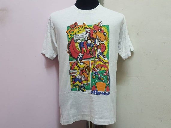 Rare Vintage 1990 S Ellesse Perforza Dragon Tennis Design Shirt