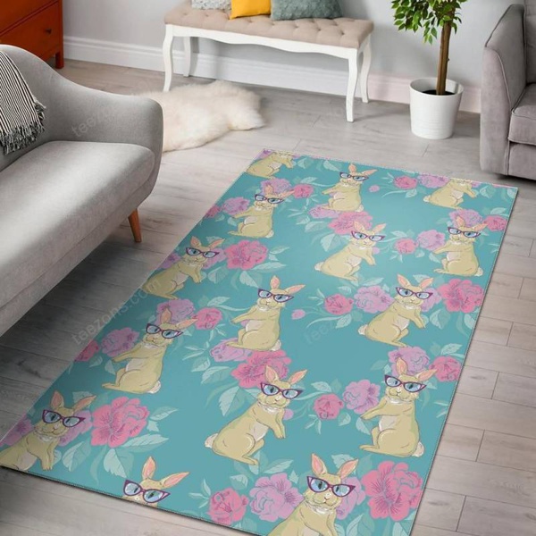 Bunny Rabbit Print Pattern Area Limited Edition  Sku 264494 Rug