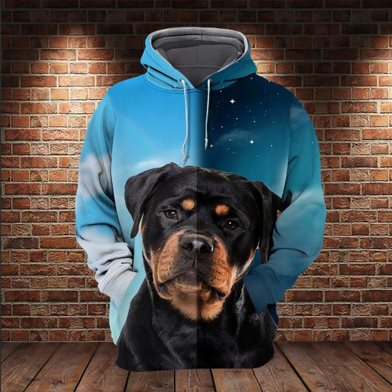 Rottweiler Day & Night All Over Printed For Dog Lovers Us Unisex Size Hoodie