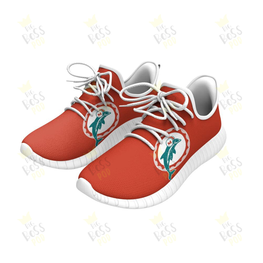 Miami Dolphins Orange Art Painting American Football Logo Team Gift For Dolphins Fans Sport Running Sneakers Shoes