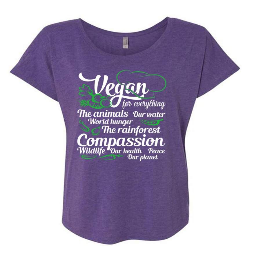 Vegan For Everything T Shirt, The Animals Our Water T Shirt, Cool Shirt (Ladies’ Triblend Dolman Sleeve)