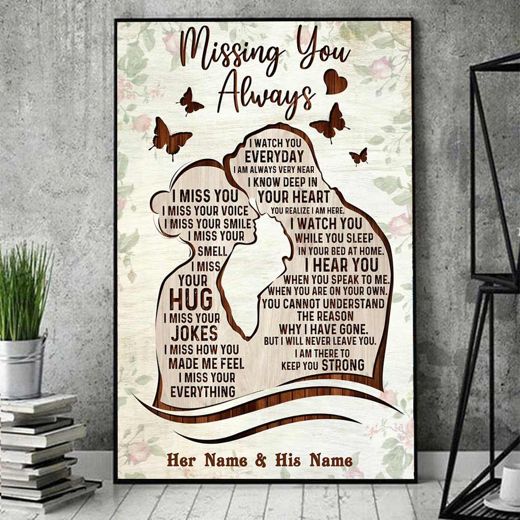 Personalized Missing You Always – Memorial Potrait Canvas & Poster Gift For Lovers Couple Wife Husband Home Decor Wall Art Visual Art