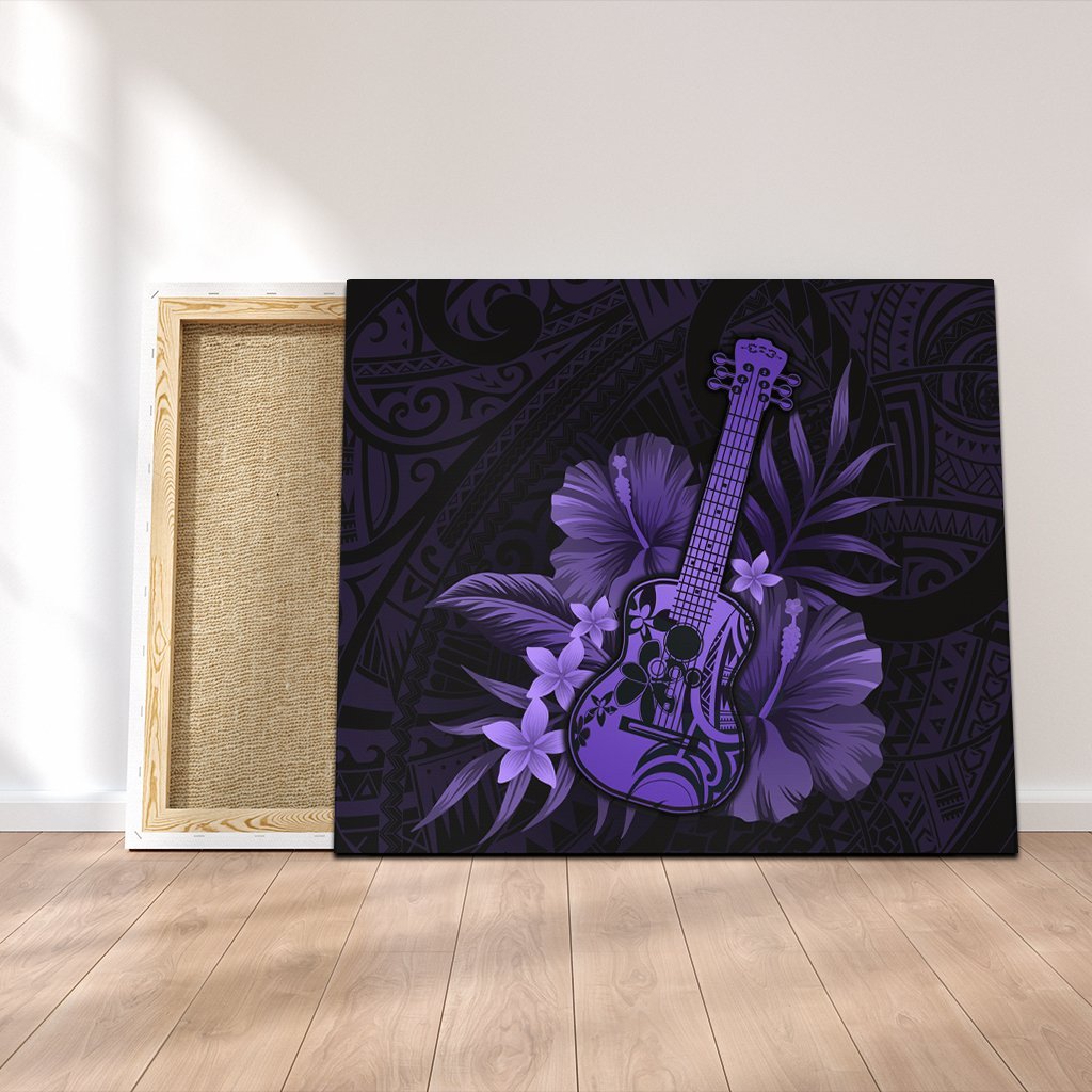 Hawaiian – Hawaii Ukulele Flower Canvas – Purple – AH – J4C