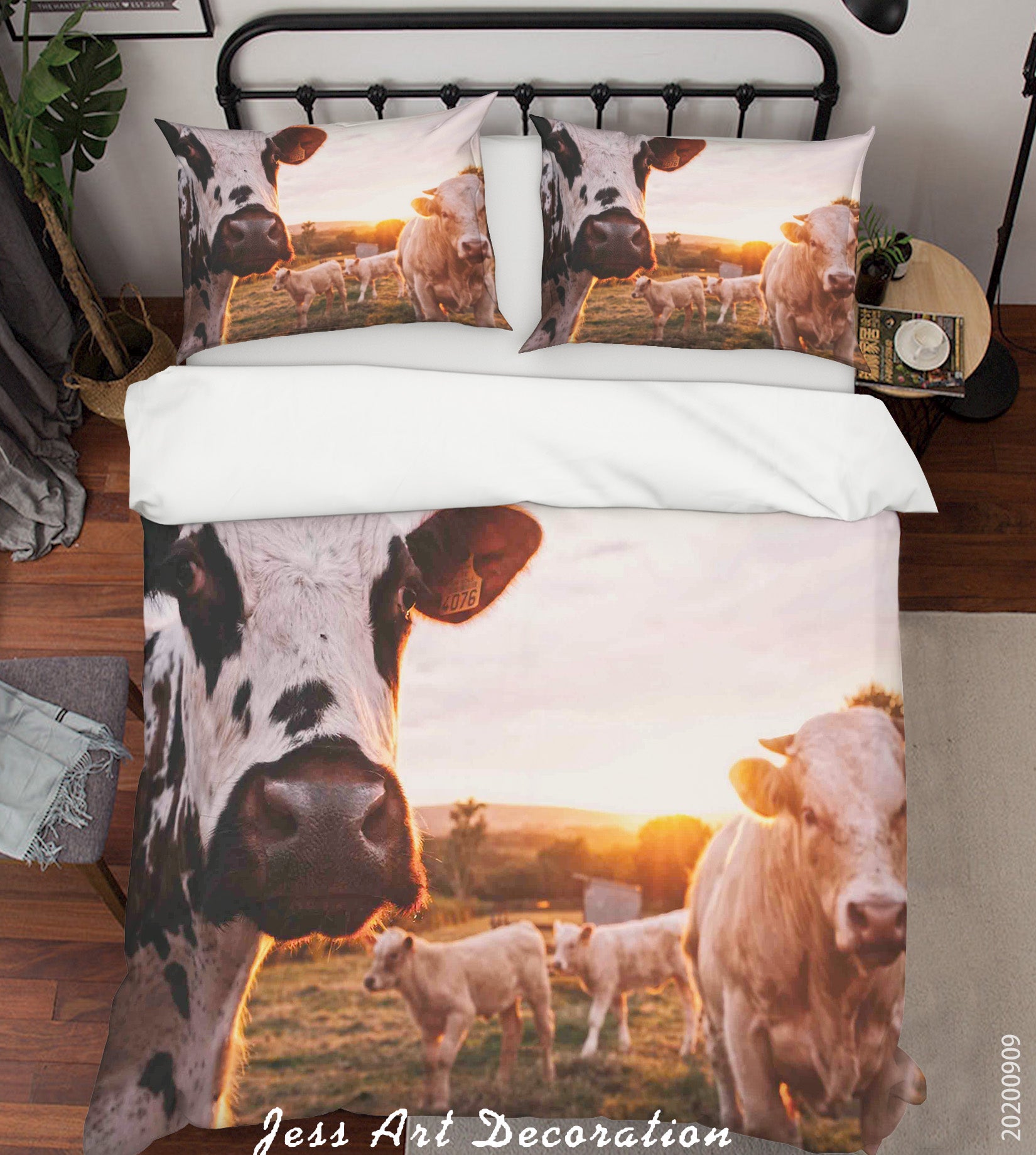 3D Nature Animal Cow Quilt Cover Set Bedding Set Duvet Cover Pillowcases Wj 6099