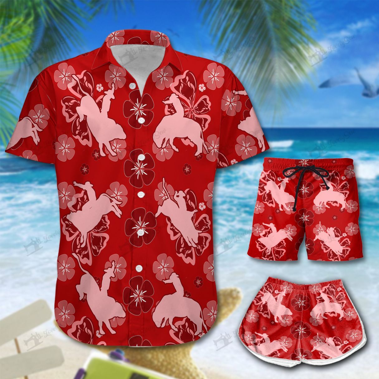 Bull Riding Hawaiian Shirt Shorts Ha49450