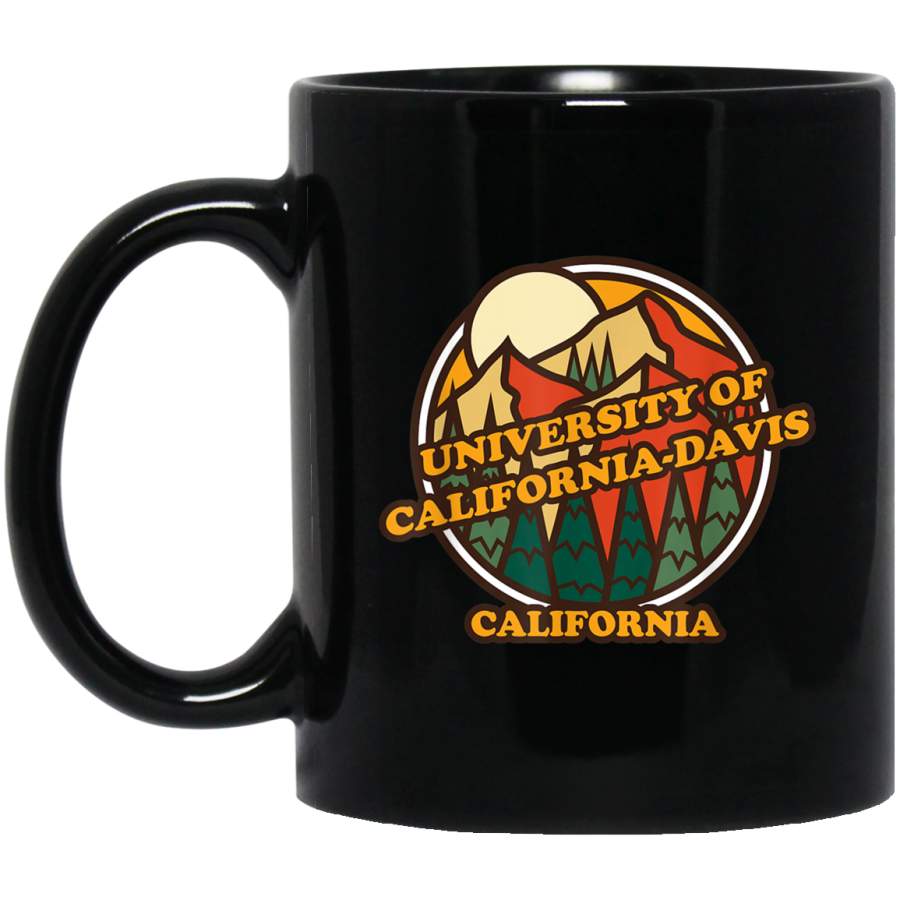 Vintage University of California-Davis, California Mountain Black Mug