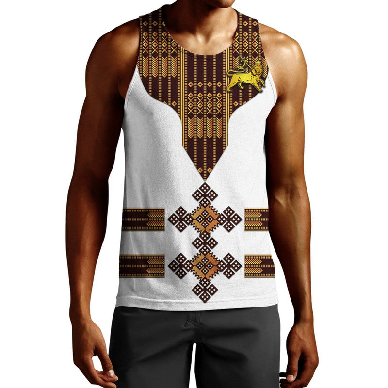 (Custom Personalised) Ethiopia Men Tank Top Ethiopian Lion Of Judah Tibeb Vibes – White Lt8