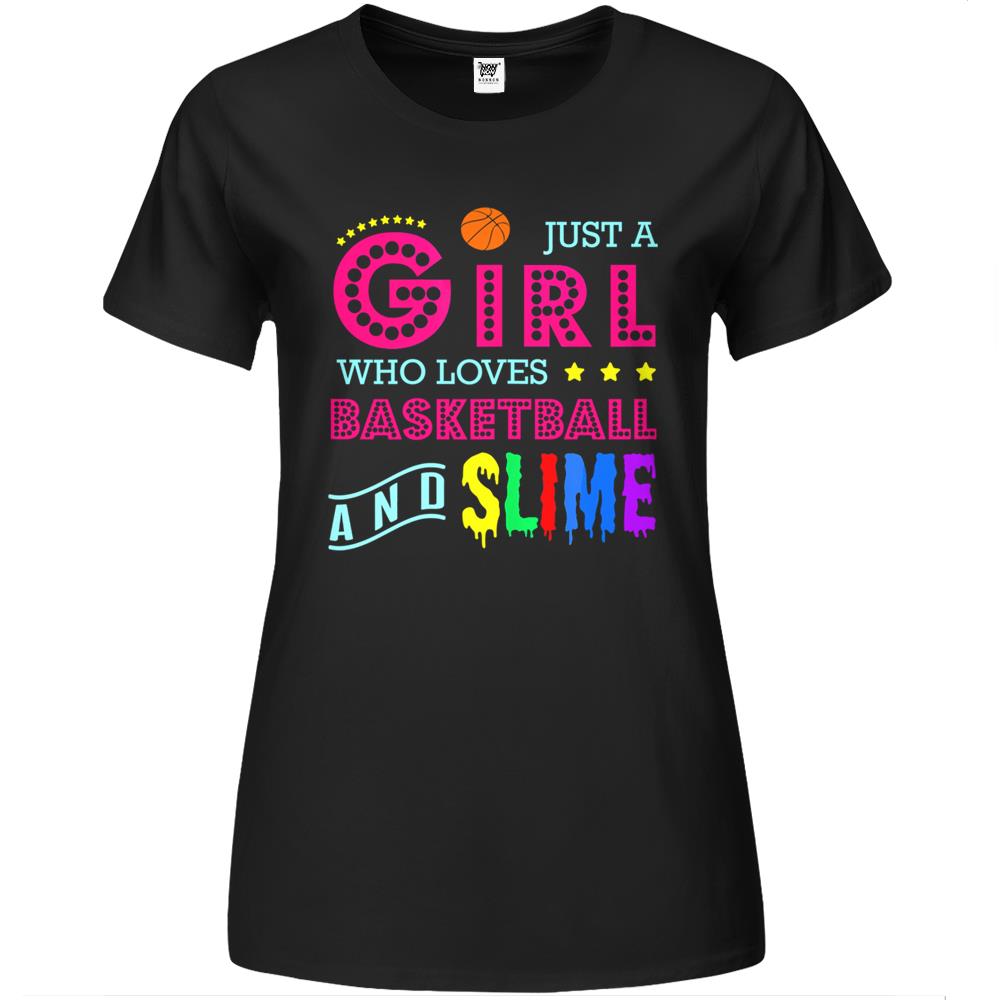 Basketball Premium Womens T Shirts – A Girl Who Loves Basketball And Slime Premium Womens T Shirts