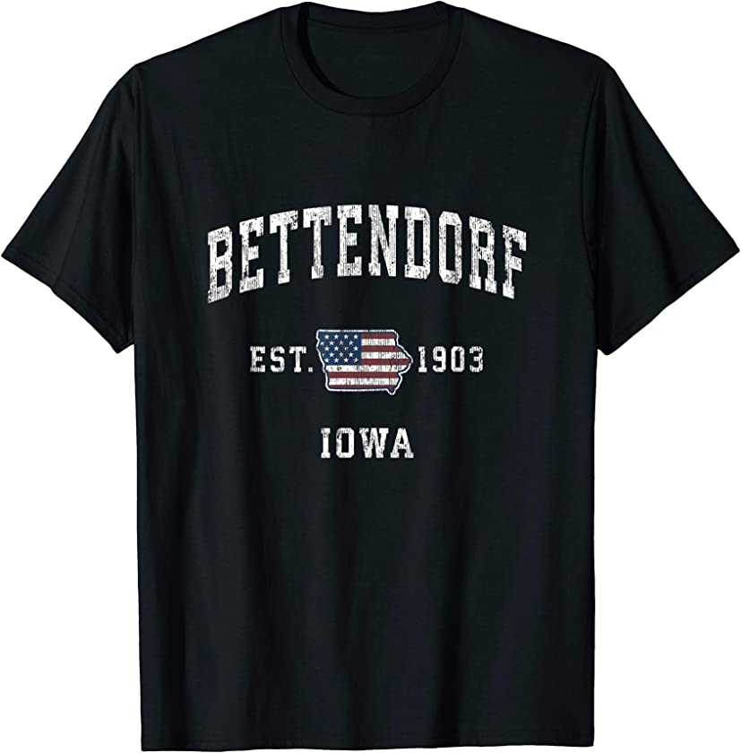 Bettendorf Iowa IA Vintage American Flag Sports Design T-Shirt