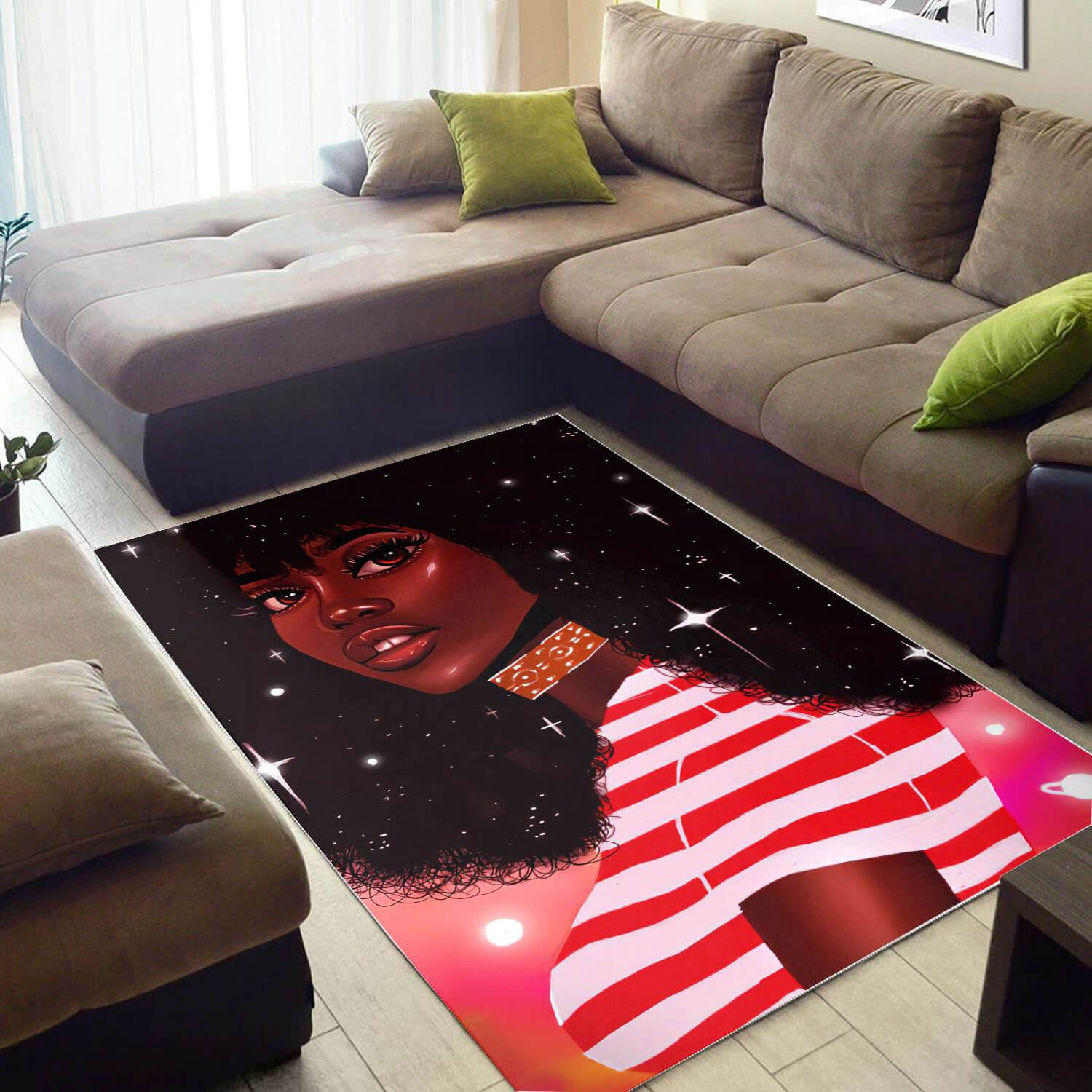 African Rugs Pretty Afrocentric Lady African American Print Rug Afrocentric Themed Decor WBG27875