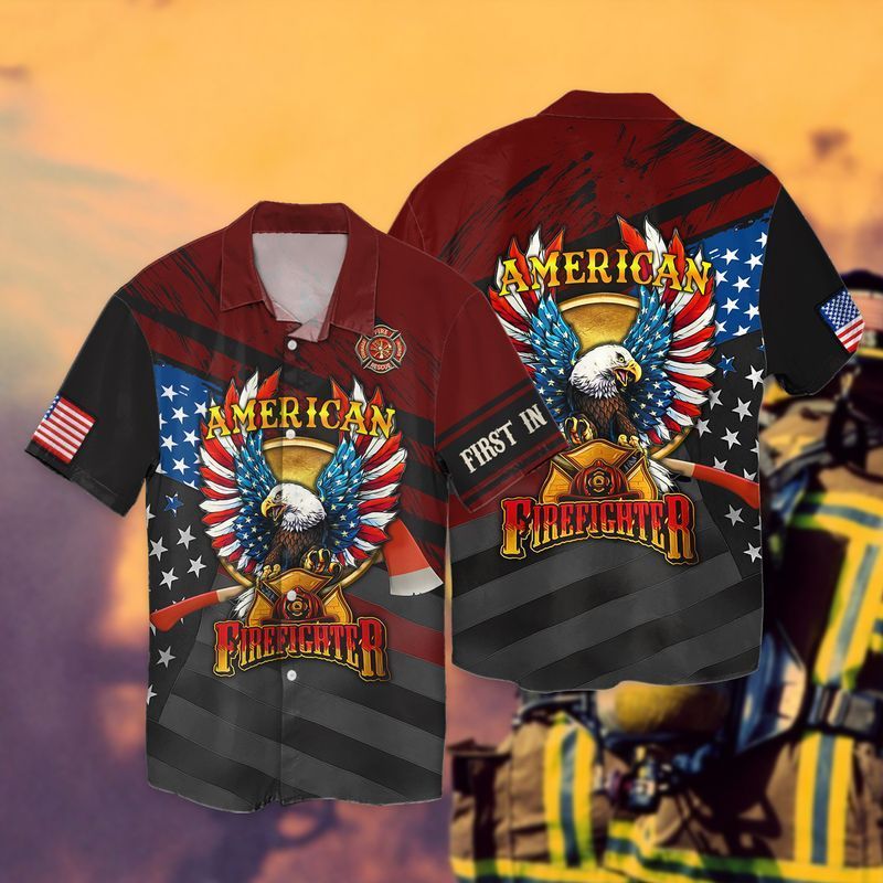 Of July Independence Day American Firefighter Eagle Hawaii Shirt For Men Women Ha72203