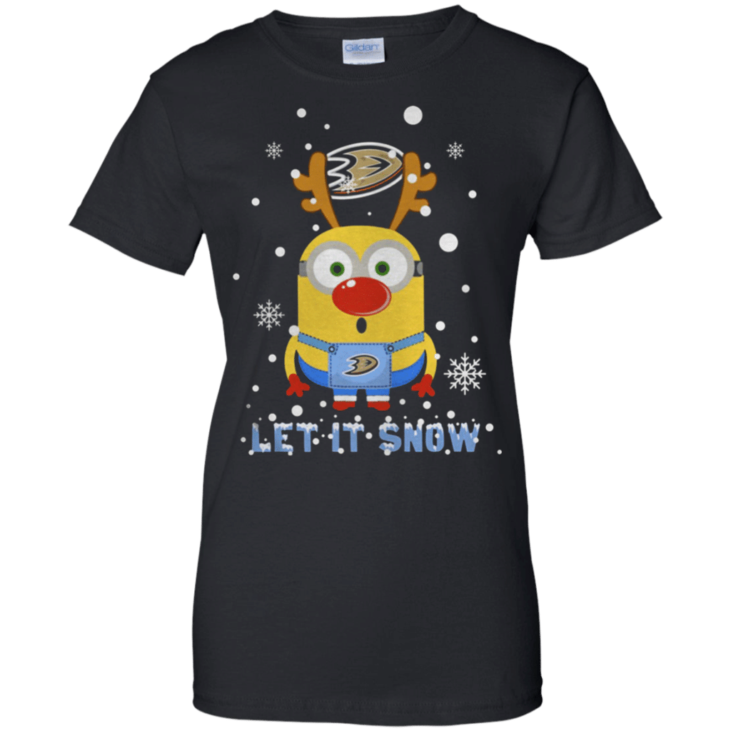 Check out this awesome Minion Anaheim Ducks Ugly Christmas Sweater Let It Snow Ladies’ T-Shirt