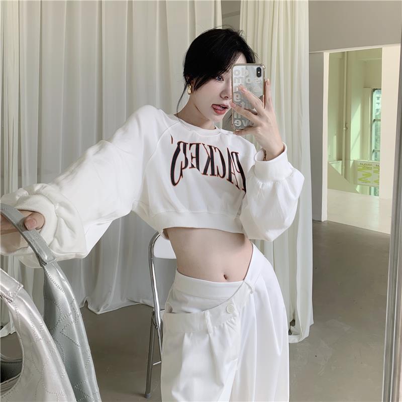 Sweatshirts Women Crops Y2k Autumn Slim Vintage Mujer Lady All-match Club O-neck Secy Popular College Ins School Girls Harajuku alx