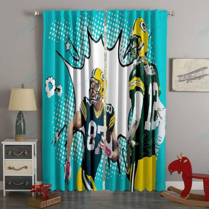 3D Printed Green Bay Packers Style Custom Living Room Curtains